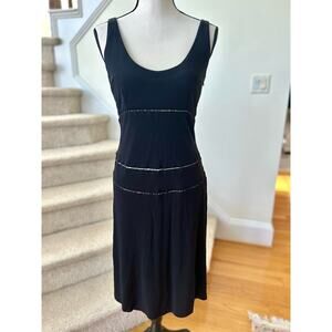 Tocca Vintage Black Beaded Slit Scoopneck Sheath Dress